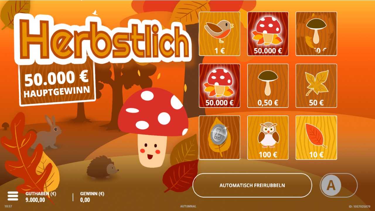 Herbstliche Rubbellose mit Bonus spielen